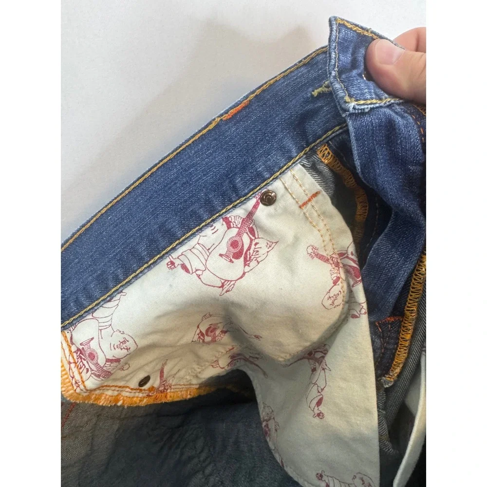 True Religion Mens Straight Leg Blue Jeans‎ Size 36X34 MDE8590N Made in USA
